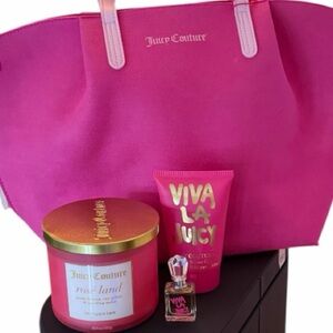 Juicy Couture Pink Viva La Juicy Bundle | Candle, Shower Gel & Mini Dabber New